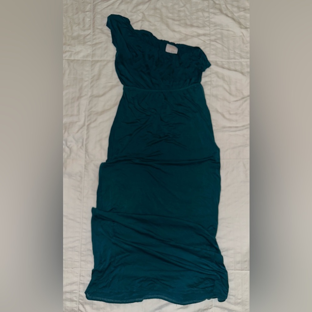 COVETED CLOTHING One Shoulder Teal Dress
